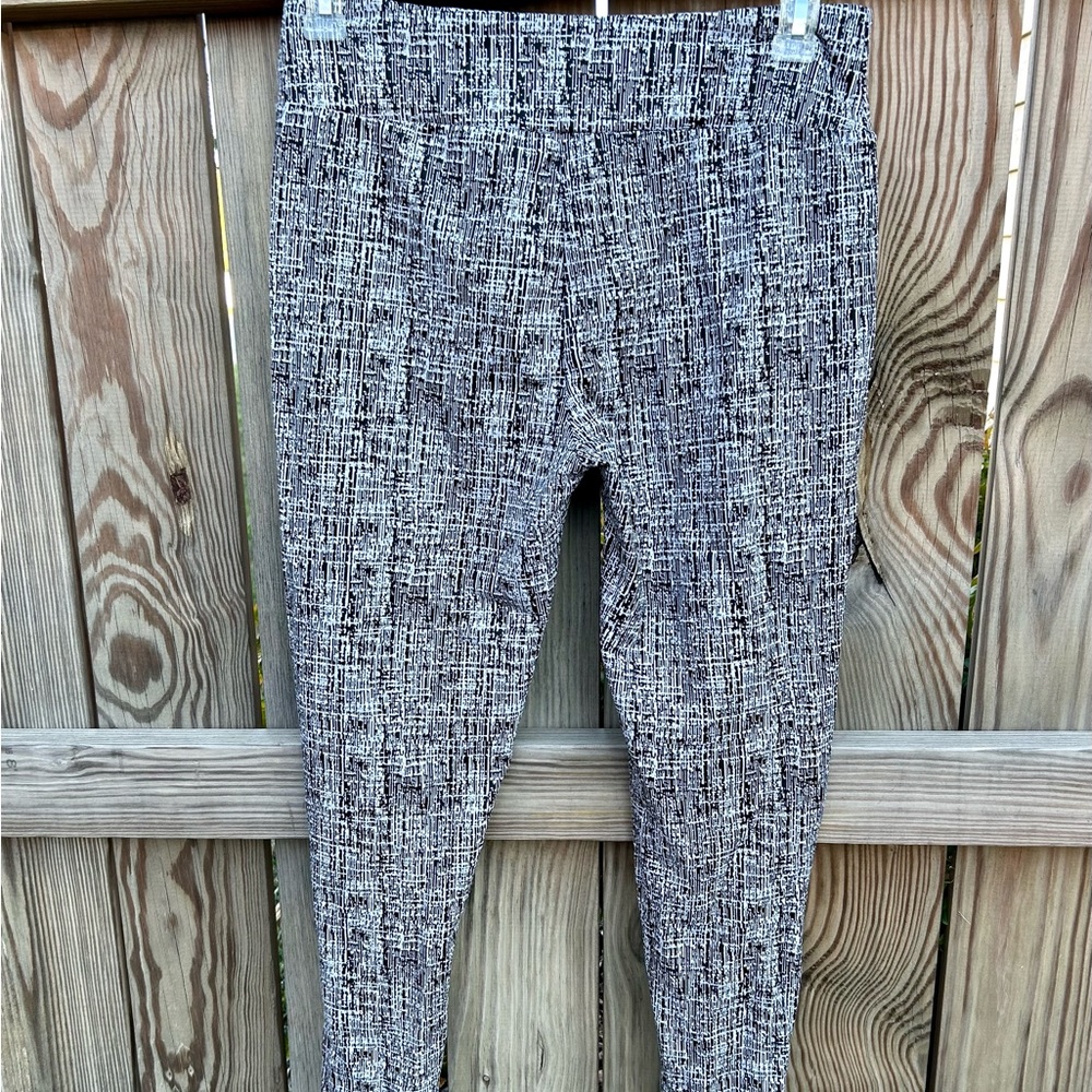 Ashley Blue Pants High Waist Printed Stretch Pull On size large